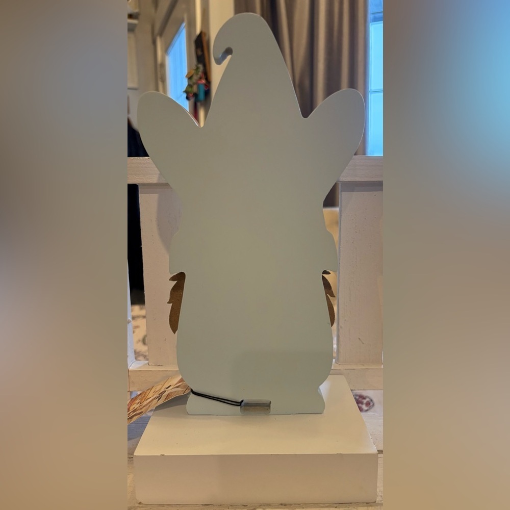 Wooden Rae Dunn Easter Bunny Decor with Striped Hat - Picture 3 of 3